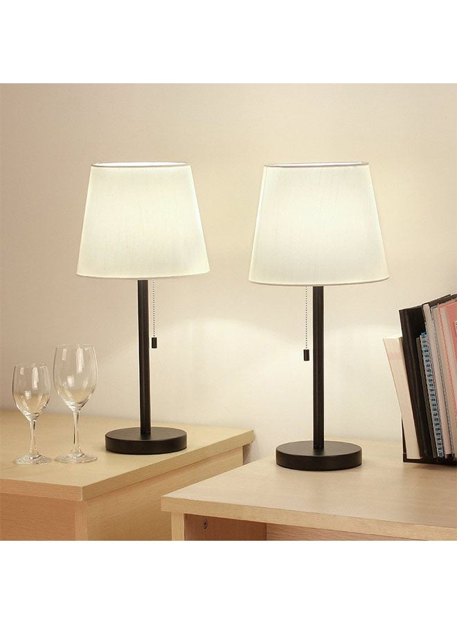 أجريون قطعتان أباجورات طاولة بجانب السرير، أباجورات مكتب أنيقة حديثة لغرفة النوم غرفة المعيشة تحتوي على لمبة أبيض. - Image 1